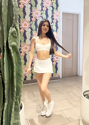 Cute Brunette Showing Tits In A Car