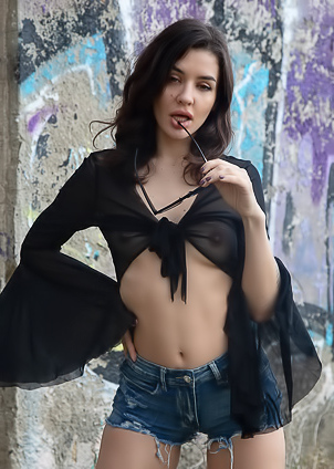 Blanche Stripping Off Tight Jeans Shorts