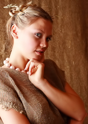 Elka Teases With Blue Eyes And Blonde Hair On A Rainy Afternoon