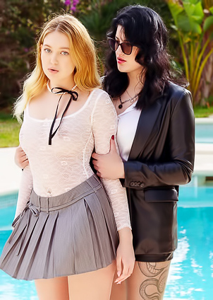 Nikoleta And Catalina Monte Showcase Sheer Outfits By The Pool
