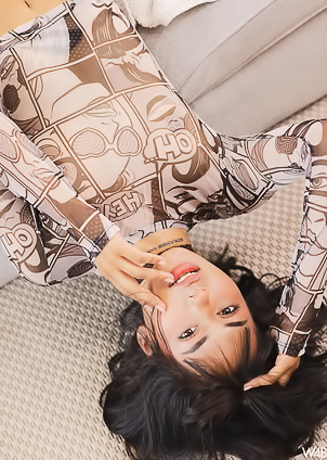 Pucca Bloom Excitedly Offering Herself Naked On The Grey Couch