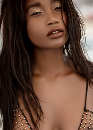 Mimi Desuka owns the rooftop in sheer black lingerie, posing with confidence and a sly smile
