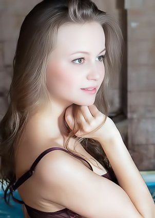 Alexandra Flirts with Water, Uncovered Seductively in the Poolside Light