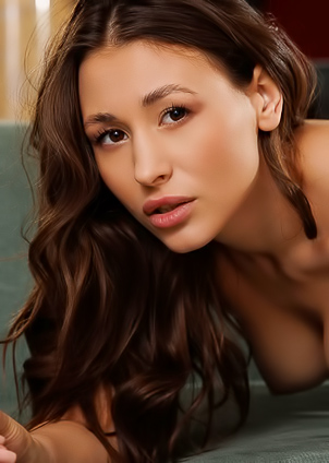 Set the Scene: Sumikos Boobs on Couch in Perky Nipples Glow